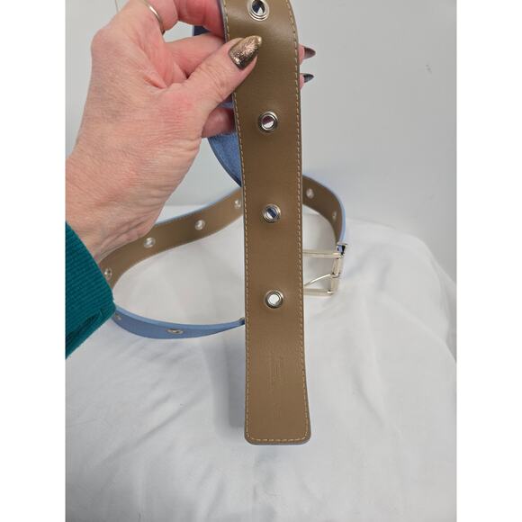 Burberry EUC leather belt size 105 / 42 Periwinkle blue silver adjustable0 main image 10